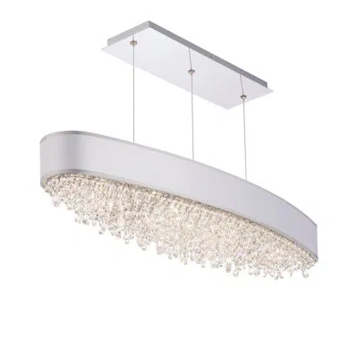 Schonbek Eclyptix 35.88" Shaded Drum Led Chandelier With Wavy Crystal Accents In Silver