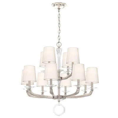 Schonbek Emilea 12 - Light Shaded Tiered Chandelier In Antique Silver