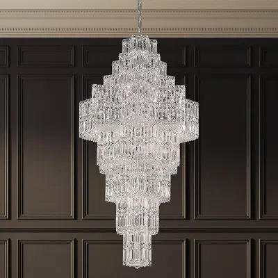 Schonbek Equinoxe 63 Light 29.5in X 58in Pendant In Silver With Clear Optic Crystals In Transparent