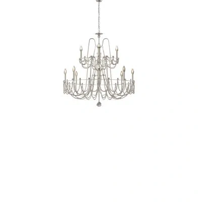 Schonbek Esmery 12 - Light Candle Style Tiered Chandelier With Beaded Accents In White,clear Heritage Crystal