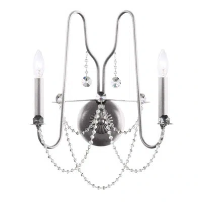 Schonbek Esmery 2 - Light Dimmable Candle Wall Light In White,optic Crystal