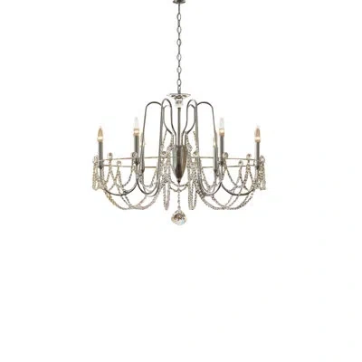 Schonbek Esmery 6 - Light Candle Style Classic/traditional Chandelier With Crystal Accents In White,clear Heritage Crystal