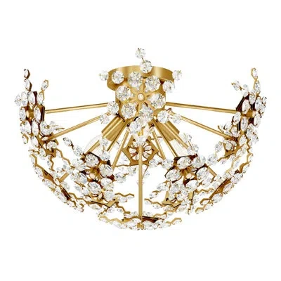 Schonbek Esteracae 3 Light 18in X 11in Semi-flush Mount In Heirloom Gold With Clear Radiance Crystals