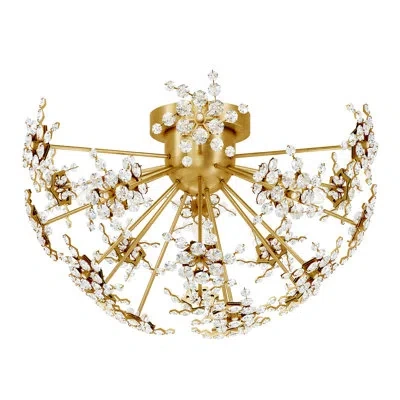 Schonbek Esteracae 3 Light 24.5in X 15.5in Semi-flush Mount In Heirloom Gold With Clear Radiance Crystals