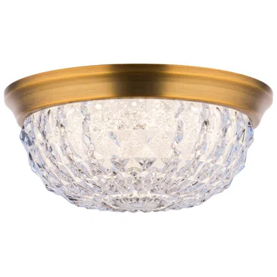 Schonbek Genoa 9" Aged Brass And Crystal Led Ceiling Light
