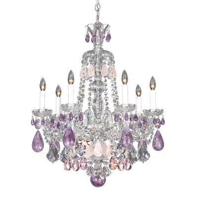 Schonbek Hamilton 7-light Candle Style Classic / Traditional Chandelier In Silver,rock Clear