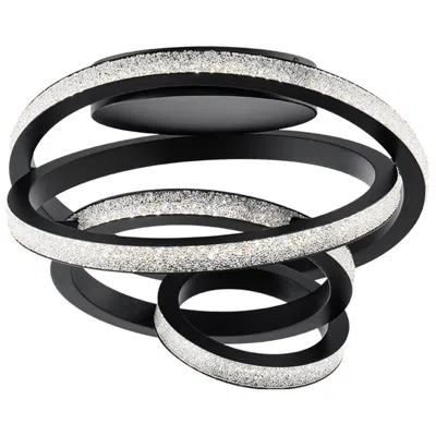 Schonbek Jangle 14.5"h X 28.5"w 8-light Crystal Flush Mount In Black