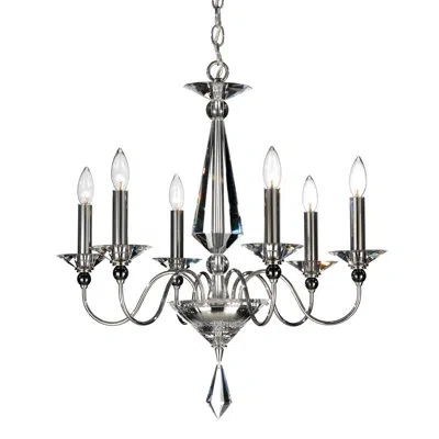 Schonbek Jasmine 6 - Light Candle Style Classic / Traditional Chandelier In Silver,optic Clear