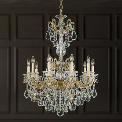 Schonbek La Scala 10 Light 28in X 38in Chandelier In Matte Black With Clear Heritage Handcut Crystals In Transparent