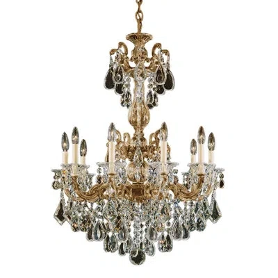 Schonbek La Scala 10 - Light Candle Style Chandelier With Crystal Accents In Clear Heritage Crystal,florentine Bronze