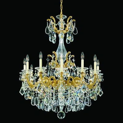 Schonbek La Scala 12 - Light Candle Style Empire Chandelier In Heirloom Gold,handcut Clear