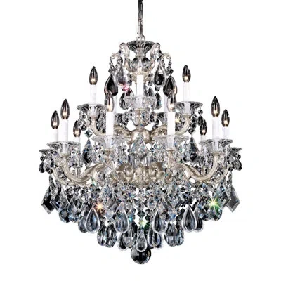 Schonbek La Scala 15 - Light Candle Style Classic / Traditional Chandelier With Crystal Accents In Antique Silver,handcut Clear