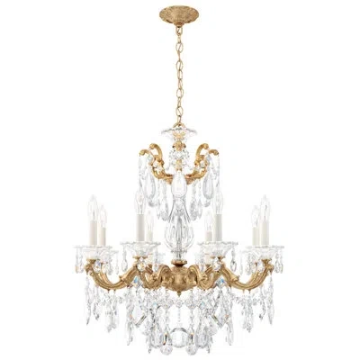 Schonbek La Scala 15 - Light Candle Style Classic / Traditional Chandelier With Crystal Accents In French Gold,clear Heritage Crystal