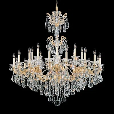 Schonbek La Scala 24-light Chandelier In Parchment Gold,handcut Clear