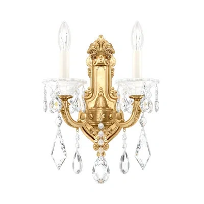 Schonbek La Scala 2-light Candle Wall Light In Heirloom Gold,handcut Clear