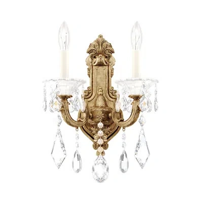 Schonbek La Scala 2-light Candle Wall Light In Heritage Clear,florentine Bronze