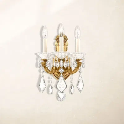 Schonbek La Scala 3-light Candle Wall Light In Heirloom Gold