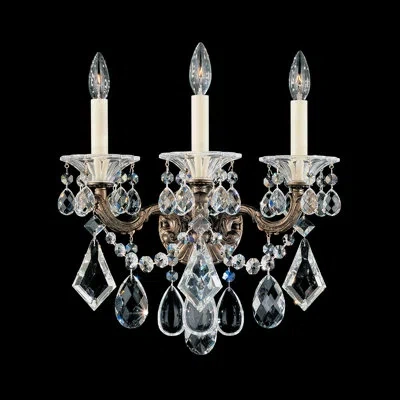 Schonbek La Scala 3-light Candle Wall Light In Heirloom Gold,handcut Clear