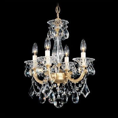 Schonbek La Scala 4-light Candle Style Chandelier In Heirloom Bronze,handcut Clear