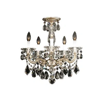 Schonbek La Scala 5 - Light Candle Style Chandelier With Crystal Accents In French Gold,heritage Clear