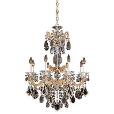 Schonbek La Scala 8 - Light Candle Style Classic / Traditional Chandelier With Crystal Accents In Heirloom Gold,handcut Clear