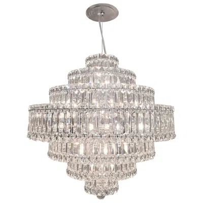 Pre-owned Schonbek Large Round  Plaza Sparkling Crystal Pendant 7 Tier Chandelier In Transparent