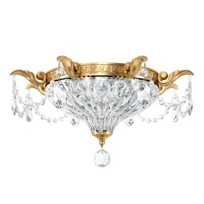 Schonbek Milano 2 Light 16.5in X 8in Flush Mount In Heirloom Gold With Clear Heritage Handcut Crystals