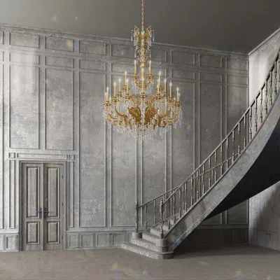 Schonbek Milano 28 Light 50in X 68in Three-tier Chandelier In Heirloom Gold With Clear Heritage Handcut Cryst