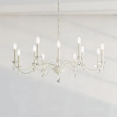 Schonbek Modique 12 Light 39.5in X 16in Chandelier In White With Clear Heritage Handcut Crystals