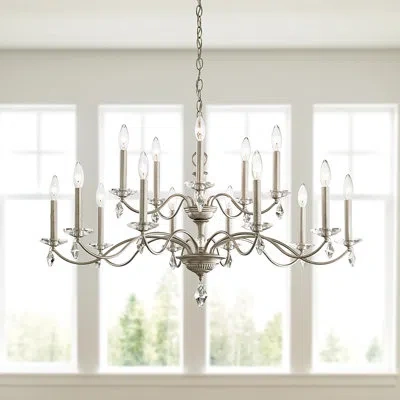 Schonbek Modique 15 Light 39.5in X 22in Two-tier Chandelier In Heirloom Gold With Clear Heritage Handcut Crys