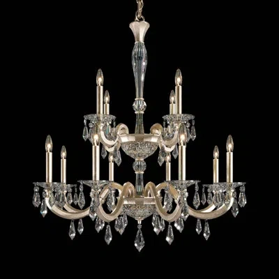 Schonbek Napoli 12 - Light Candle Style Traditional Chandelier With Crystal Accents In Heirloom Gold
