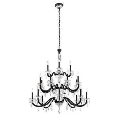 Schonbek Napoli 20 - Light Candle Style Tiered Chandelier With Crystal Accents In Heirloom Gold