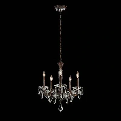 Schonbek Napoli 5 - Light Candle Style Traditional Chandelier With Crystal Accents In Heirloom Gold