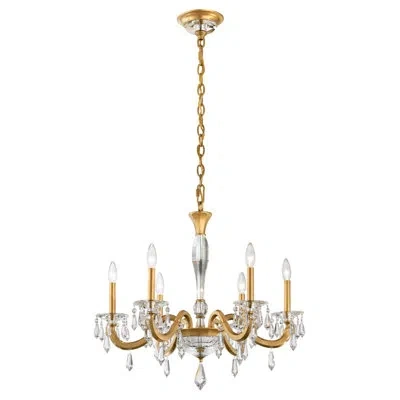 Schonbek Napoli 6 - Light Candle Style Traditional Chandelier With Crystal Accents In Heirloom Gold