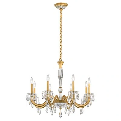 Schonbek Napoli 8 - Light Candle Style Traditional Chandelier With Crystal Accents In Heirloom Gold
