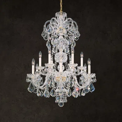 Schonbek Olde World 12 Light 30in X 39in Chandelier In Silver With Clear Heritage Handcut Crystals In Transparent