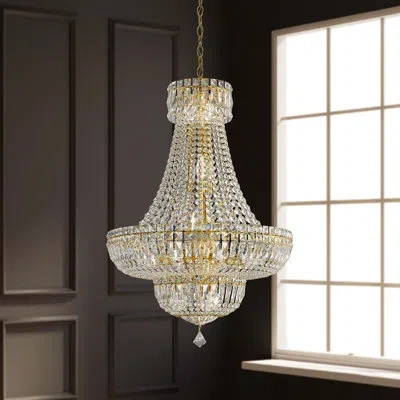 Schonbek Petit Crystal Deluxe 16 Light 21in X 31in Chandelier In Polished Gold With Clear Optic Crystals In White