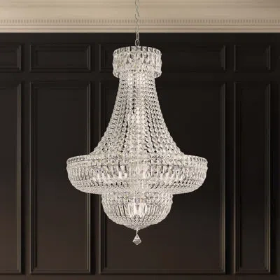 Schonbek Petit Crystal Deluxe 23 Light 24in X 34in Chandelier In Silver With Clear Optic Crystals