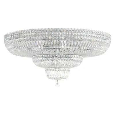 Schonbek Petit Crystal Deluxe 27 Light 36in X 17in Flush Mount In Silver With Clear Optic Crystals In Transparent