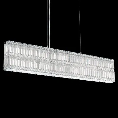 Schonbek Quantum 17 Light 47in X 9in Pendant In Polished Stainless Steel With Clear Optic Crystals In White