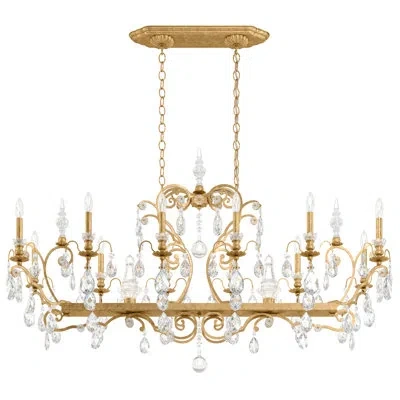 Schonbek Renaissance 12 Light 56in X 34in Linear Chandelier In Heirloom Gold With Clear Heritage Handcut Crys