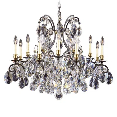 Schonbek Renaissance 12-light Candle Style Classic / Traditional Chandelier In Heirloom Gold,handcut Clear