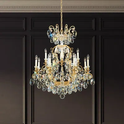 Schonbek Renaissance 13 - Light Candle Style Empire Chandelier In Black,handcut Clear