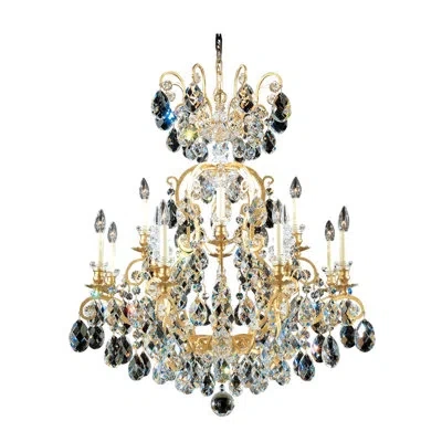Schonbek Renaissance 13 - Light Candle Style Empire Chandelier In French Gold,heritage Clear