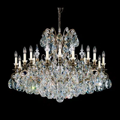 Schonbek Renaissance 19 - Light Candle Style Classic / Traditional Chandelier With Crystal Accents In Antique Silver,clear Heritage Crystal