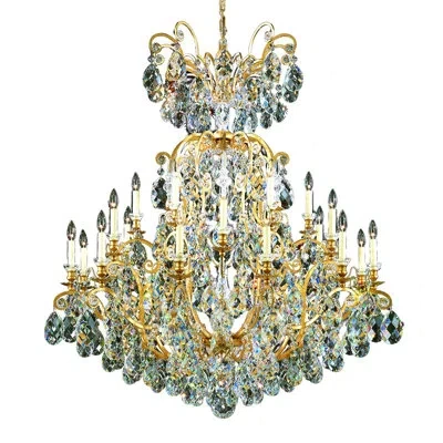 Schonbek Renaissance 25 - Light Candle Style Tiered Chandelier With Crystal Accents In Heirloom Bronze,clear Heritage Crystal