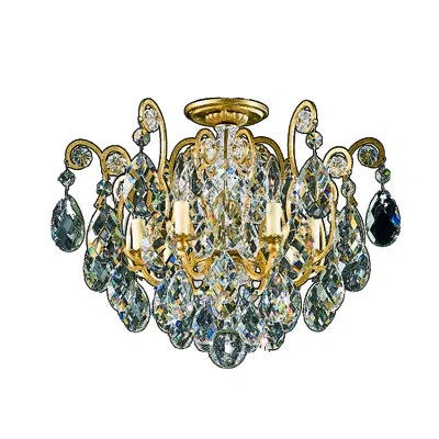 Schonbek Renaissance 6-light 20" Semi Flush Mount In Heirloom Gold,clear Heritage