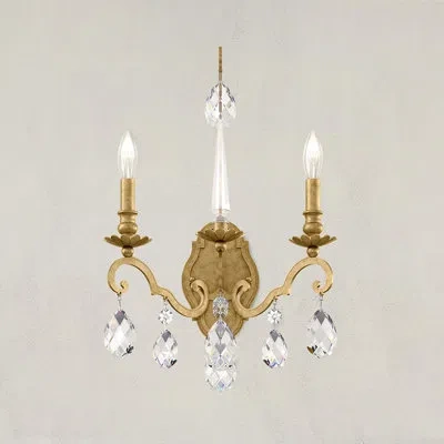 Schonbek Renaissance Nouveau 2 Light 15in X 21in Wall Sconce In Heirloom Gold With Clear Heritage Handcut Cry