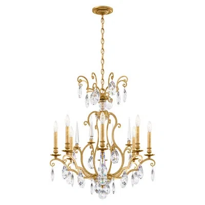 Schonbek Renaissance Nouveau 8 Light 32in X 31in Chandelier In Heirloom Gold With Clear Heritage Handcut Crys