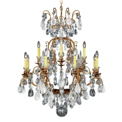 Schonbek Renaissance Rock 12-light Candle Style Tiered Chandelier In Etruscan Gold,combination Of Olive And Smoke